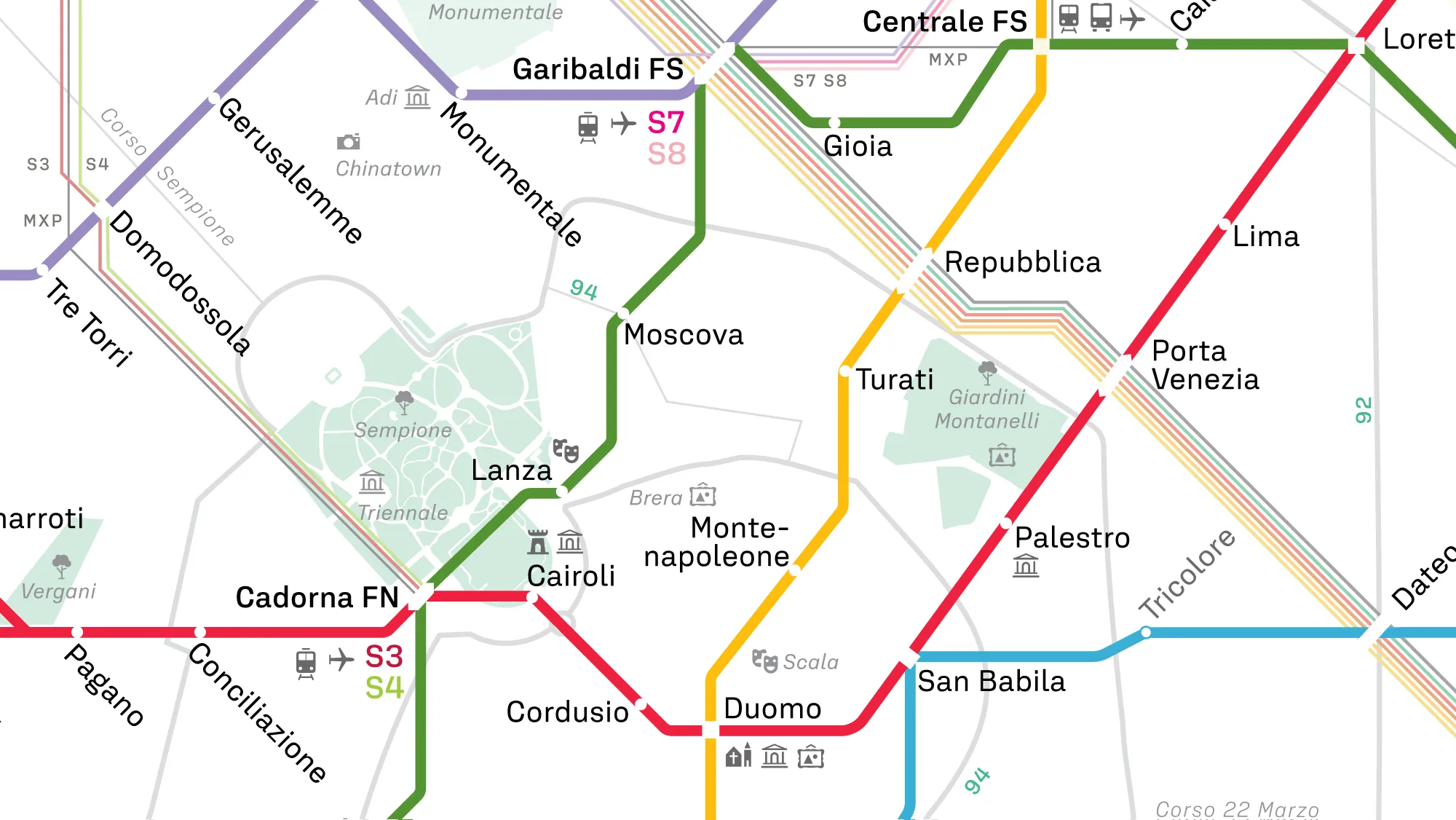 Milan Metro Map Information design, Wayfinding, Map design project visual 4