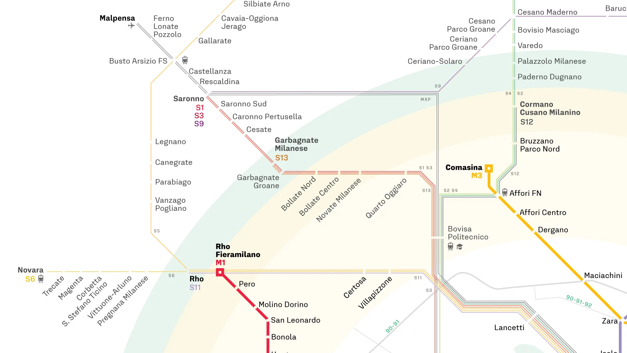Milan Metro Map Information design, Wayfinding, Map design project visual 5
