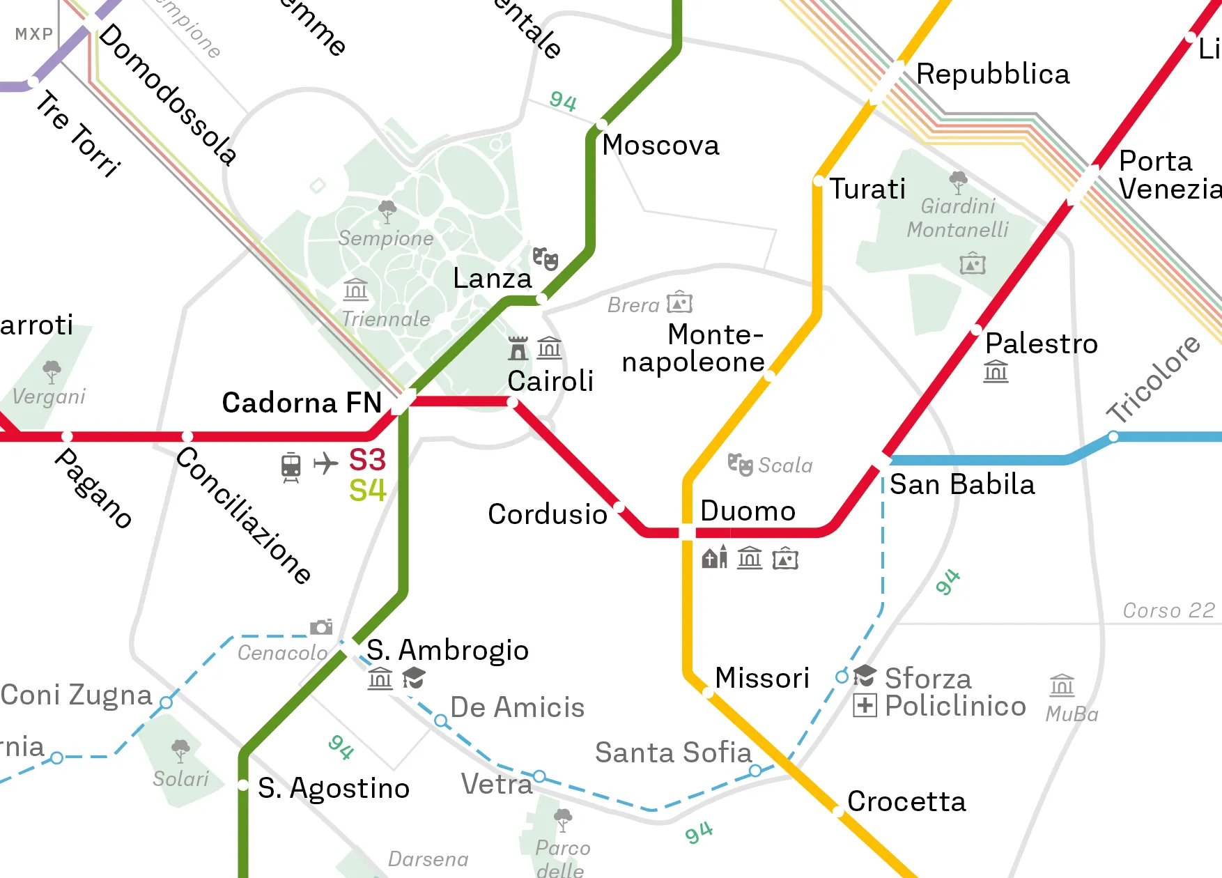 Milan Metro Map Information design, Wayfinding, Map design project visual 10